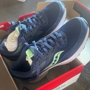Saucony Blue and Lime Athletic Sneakers